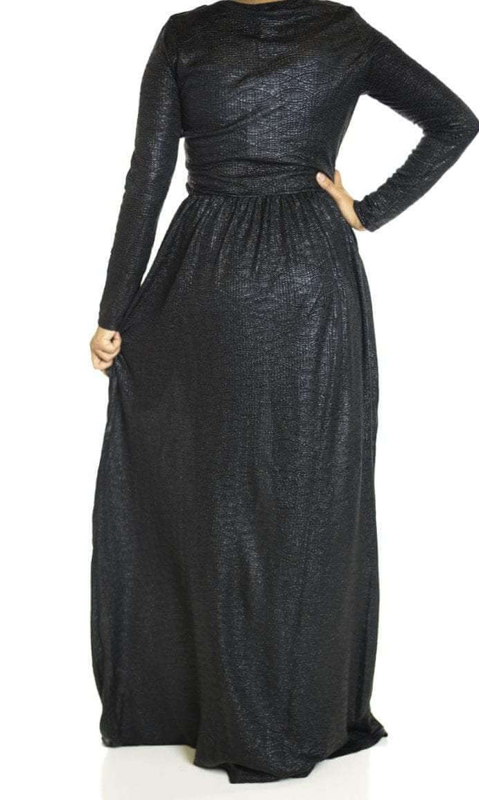 Black Shinny textured dress Kabayare