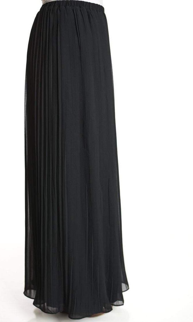 Black Skinny Pleats Maxi Skirt Kabayare