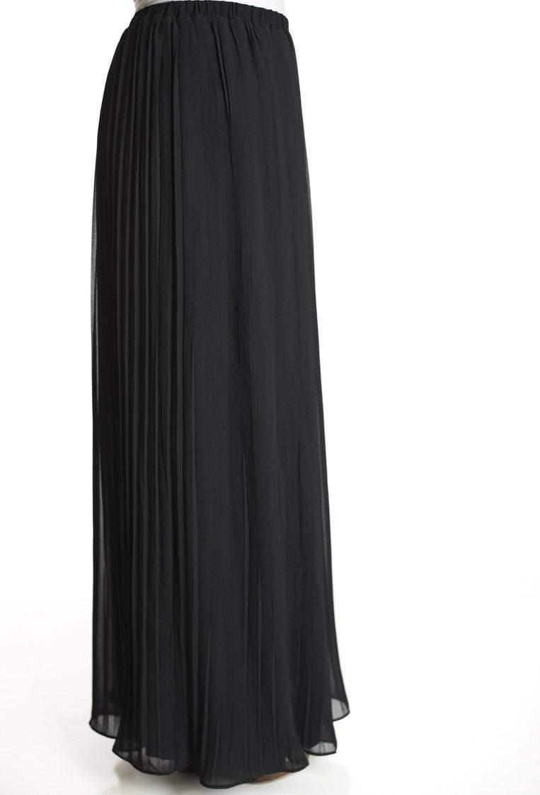 Black Skinny Pleats Maxi Skirt Kabayare