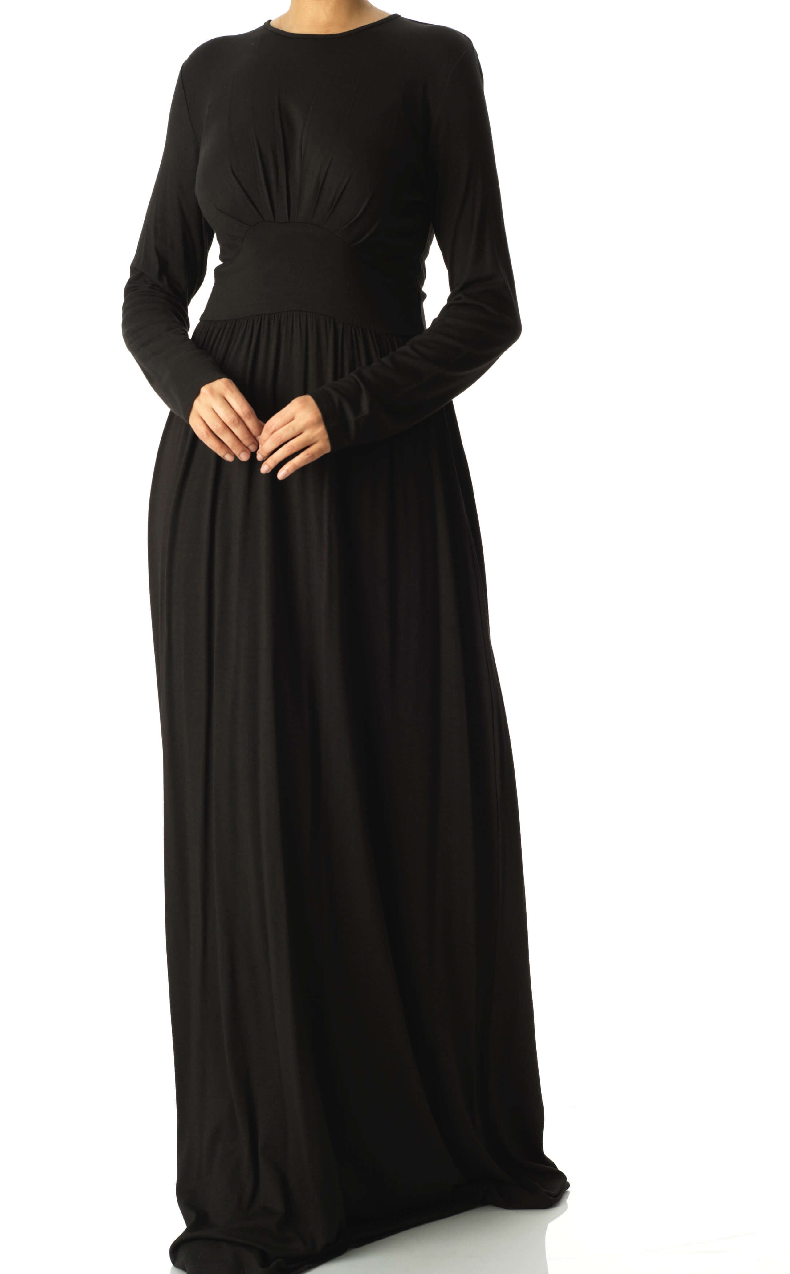 Black Solid Jersey maxi dress Kabayare