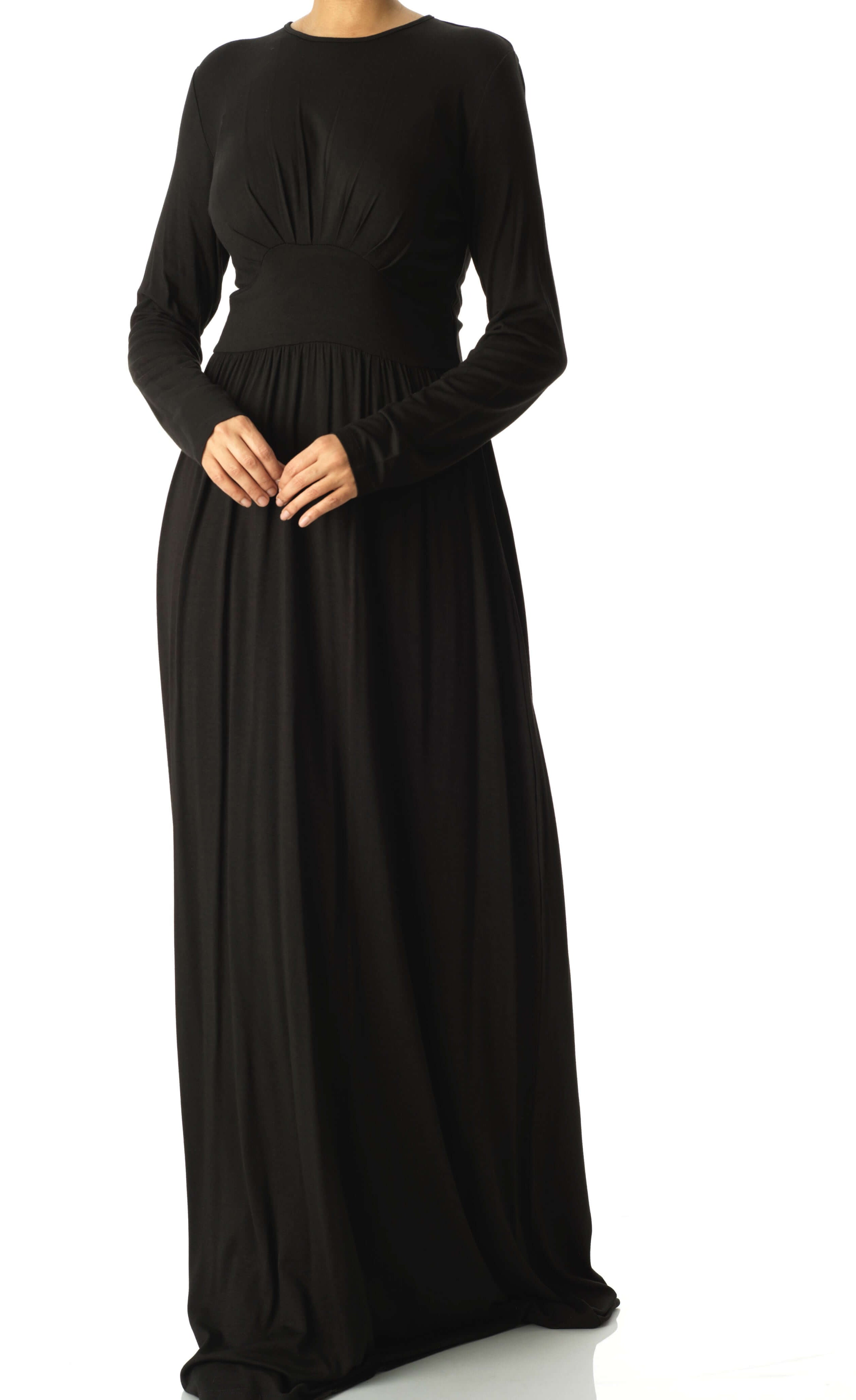 Black Solid Jersey maxi dress Kabayare