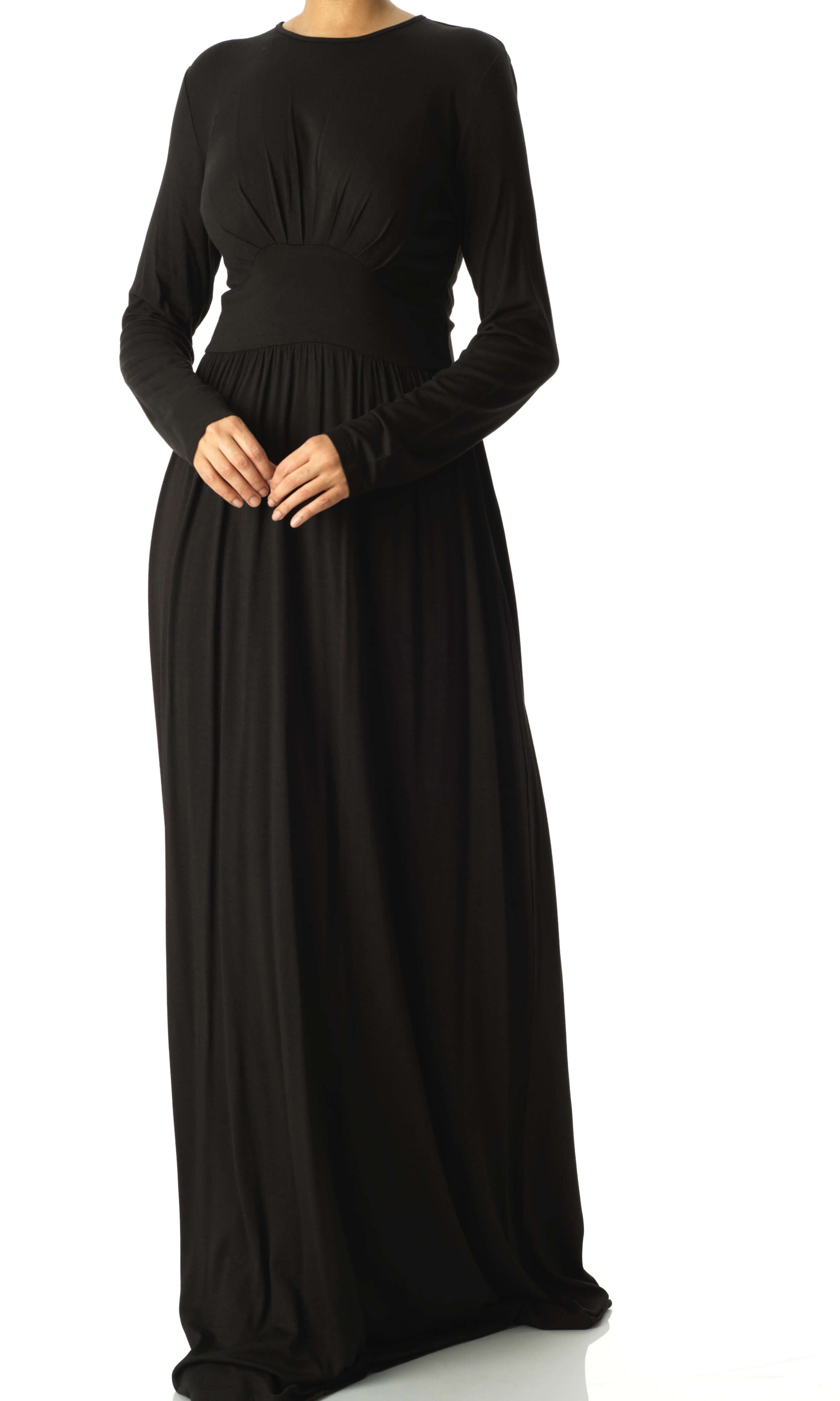 Black Solid Jersey maxi dress Kabayare