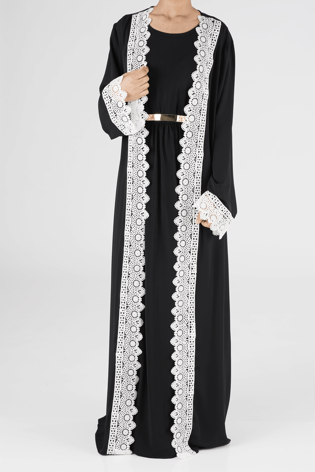 Black sophisticated lace Kimono Kabayare