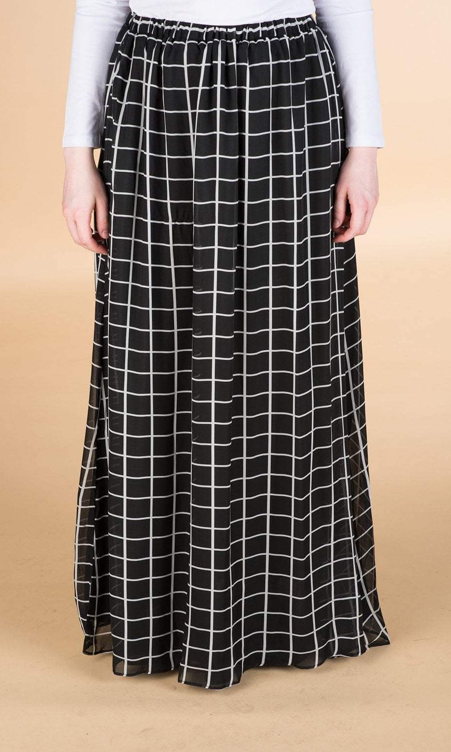 Black Square Chiffon Maxi Skirt Kabayare