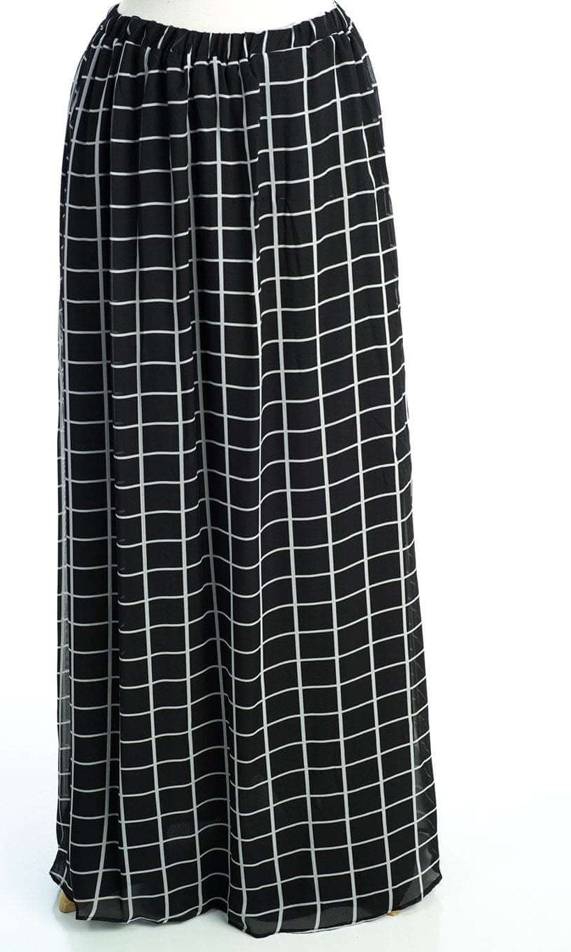 Black Square Chiffon Maxi Skirt Kabayare
