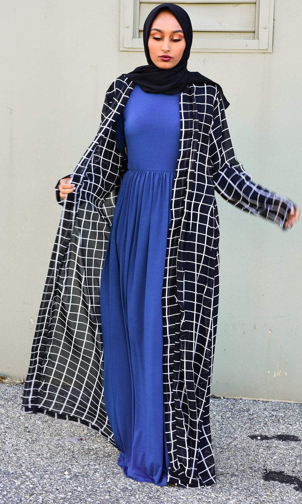 Black squares Maxi Cardigan Kabayare