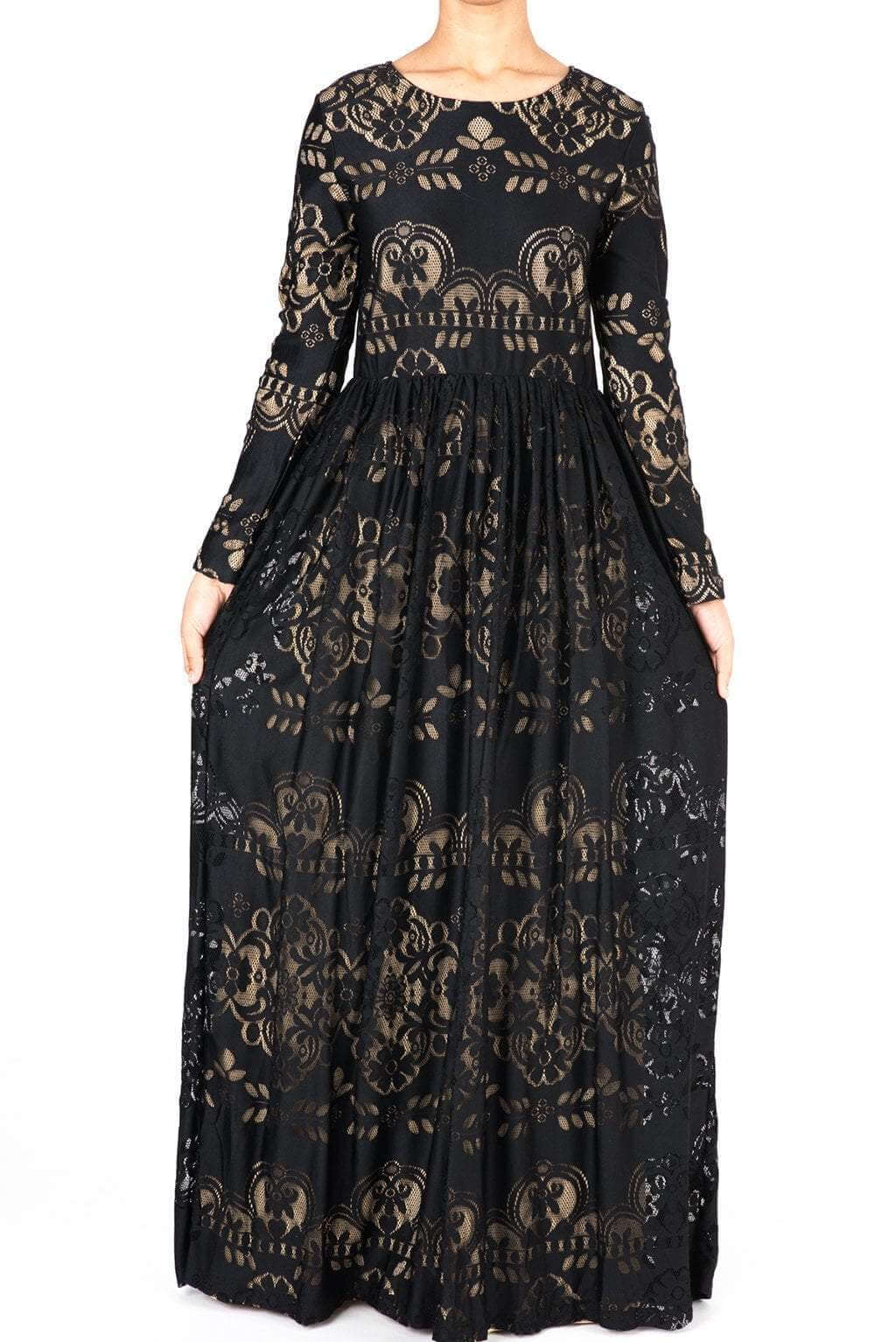 Black Sweetheart Lace Maxi Dress Kabayare
