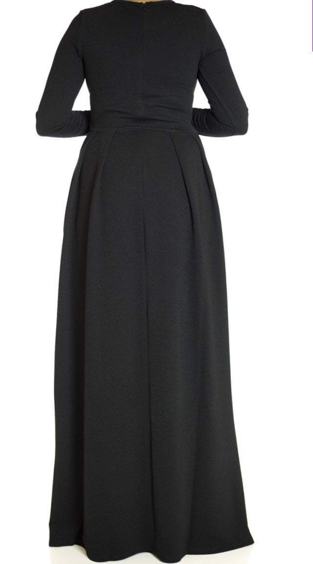 Black Textured Classic Maxi Kabayare