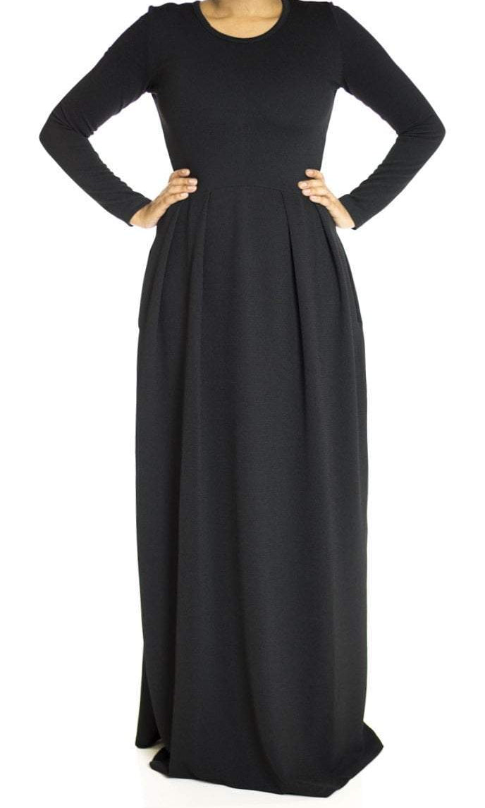 Black Textured Classic Maxi Kabayare
