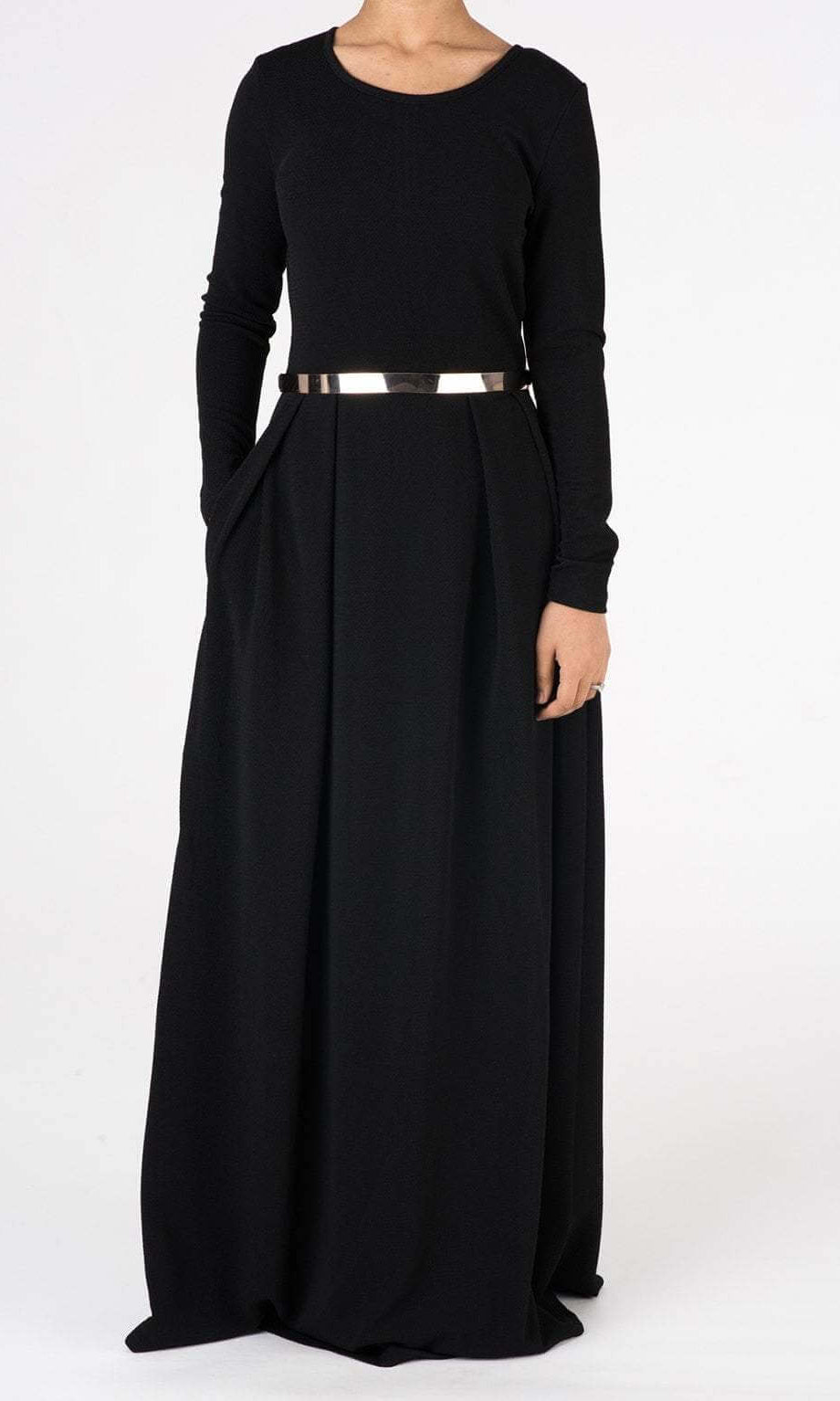 Black Textured Classic Maxi Kabayare