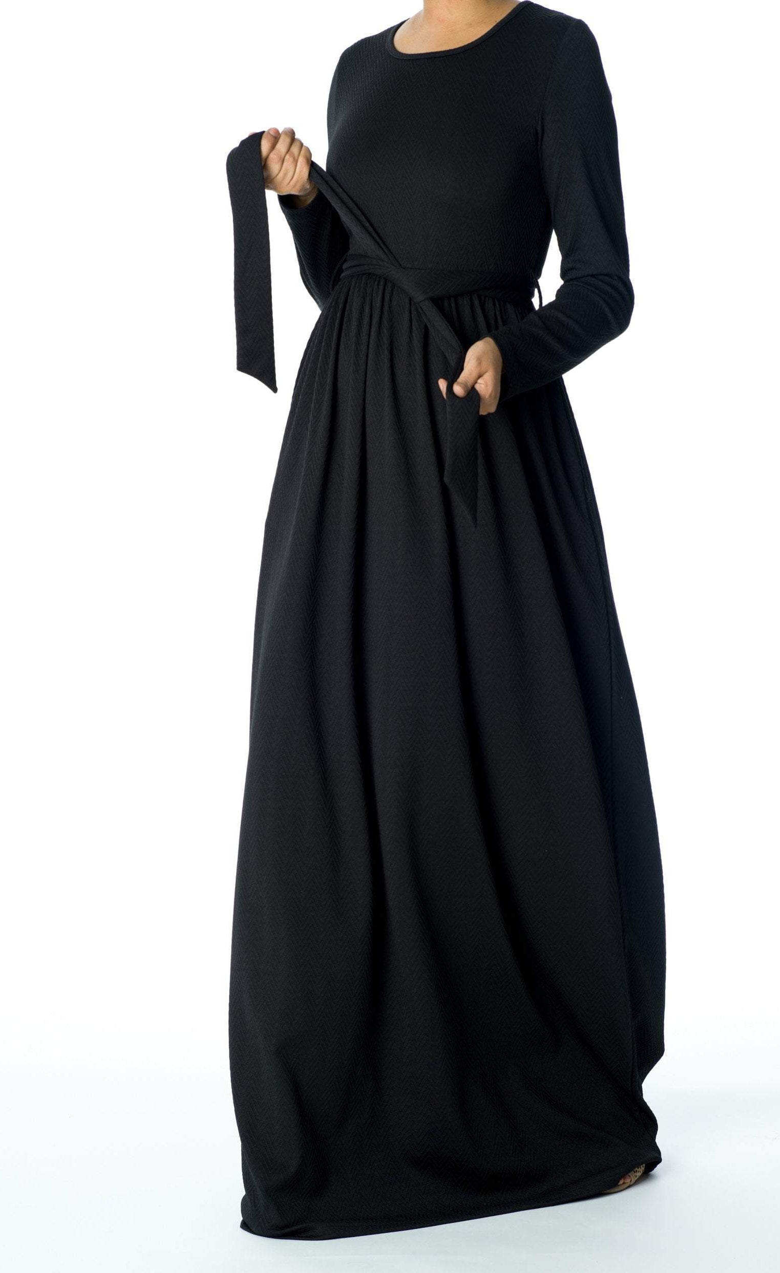 Black TEXTURED PONTI-DI-ROMA DRESS Kabayare