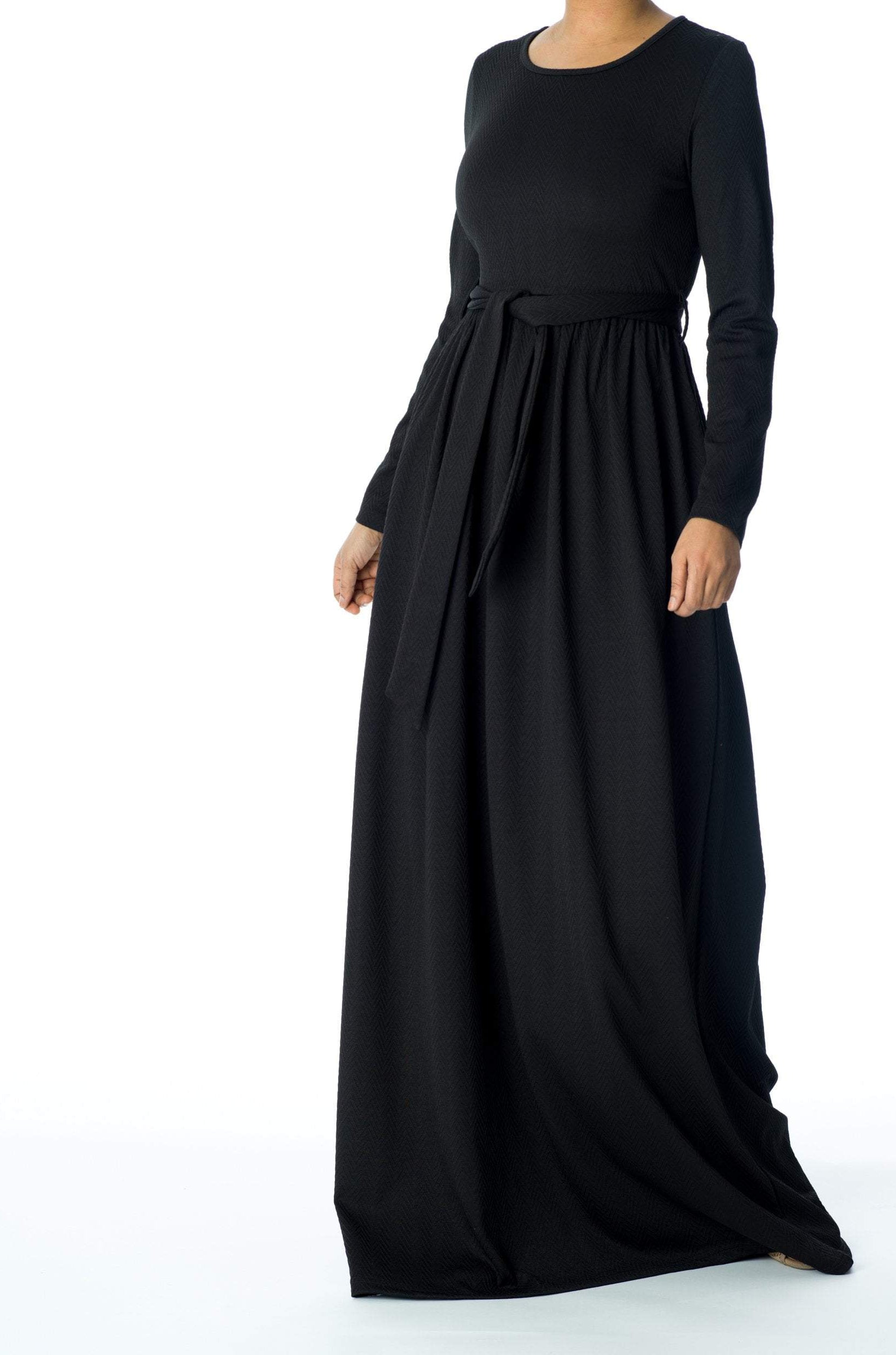 Black TEXTURED PONTI-DI-ROMA DRESS Kabayare