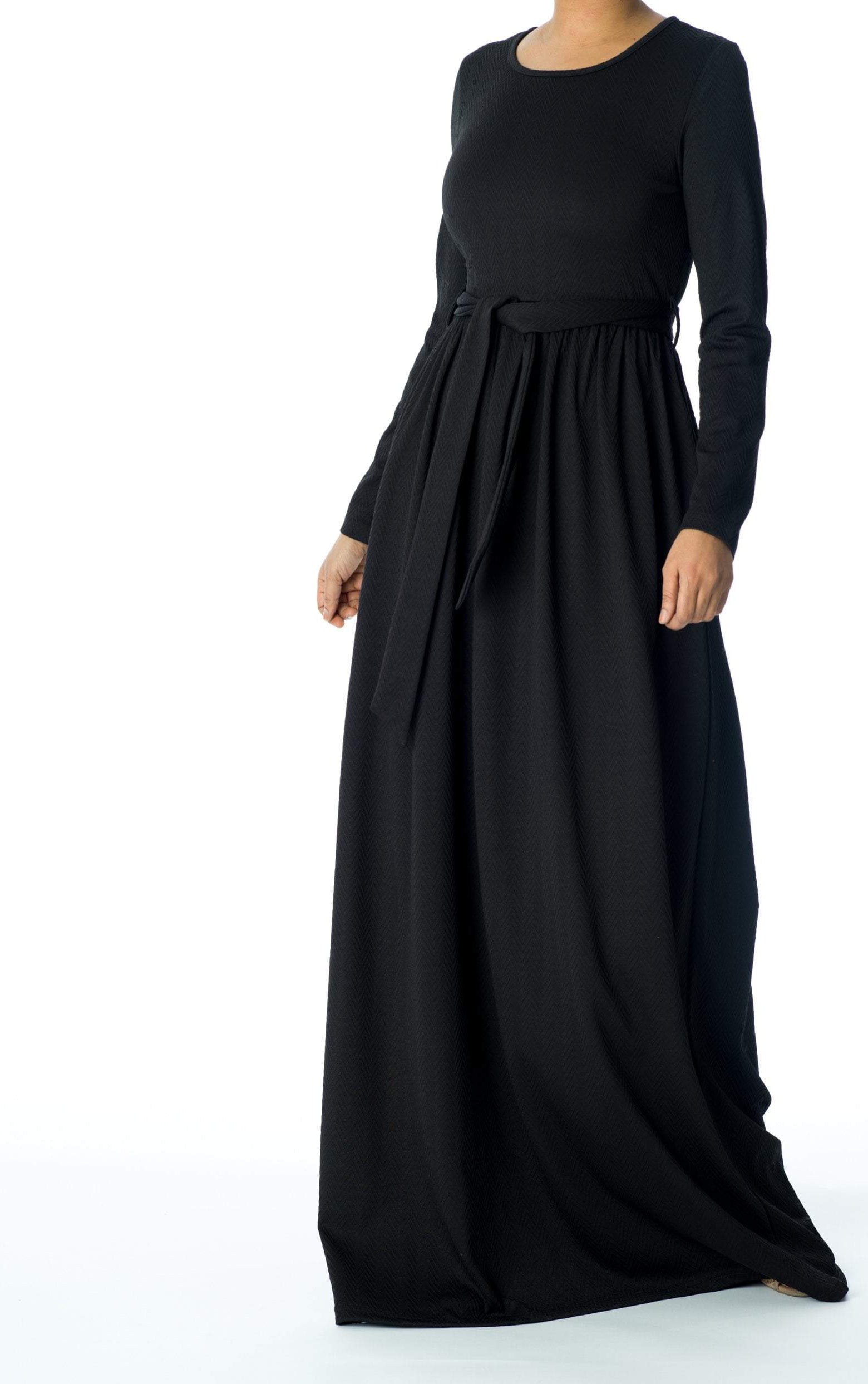 Black TEXTURED PONTI-DI-ROMA DRESS Kabayare