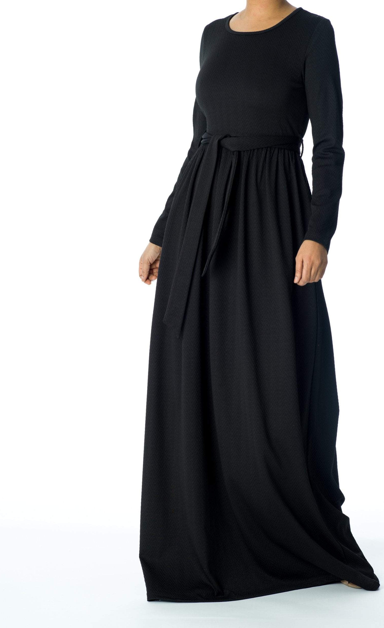 Black TEXTURED PONTI-DI-ROMA DRESS Kabayare