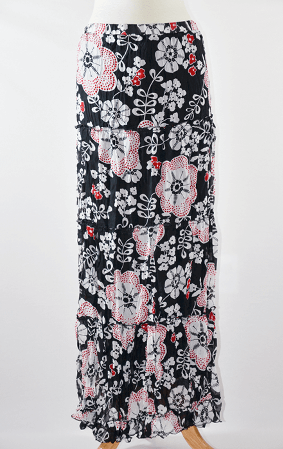 Black Tiered Hippie Skirt Kabayare