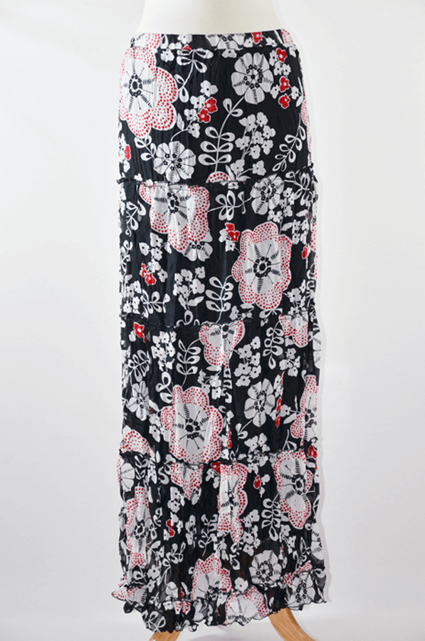 Black Tiered Hippie Skirt Kabayare