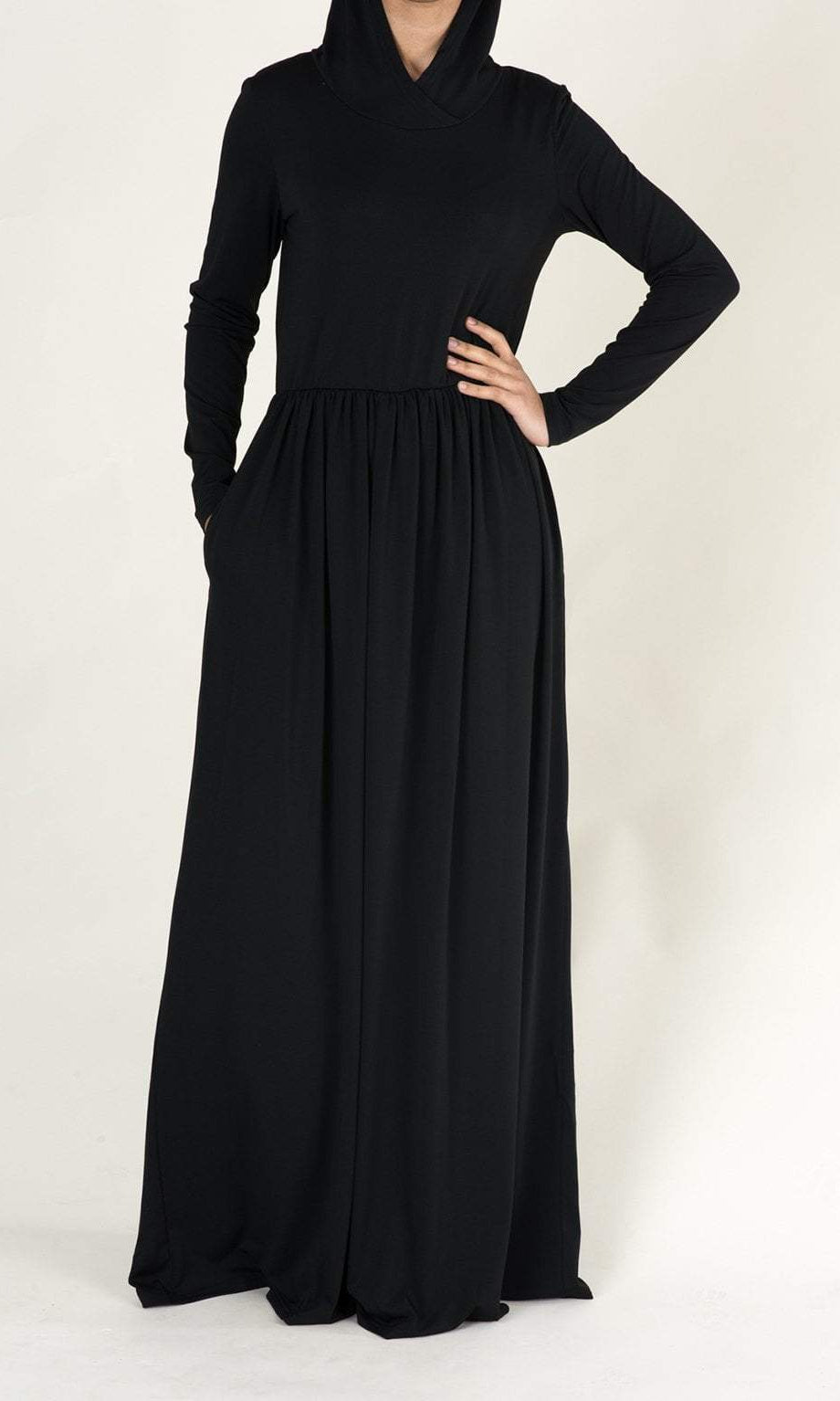 Black Urban Hooded Maxi Dress Kabayare