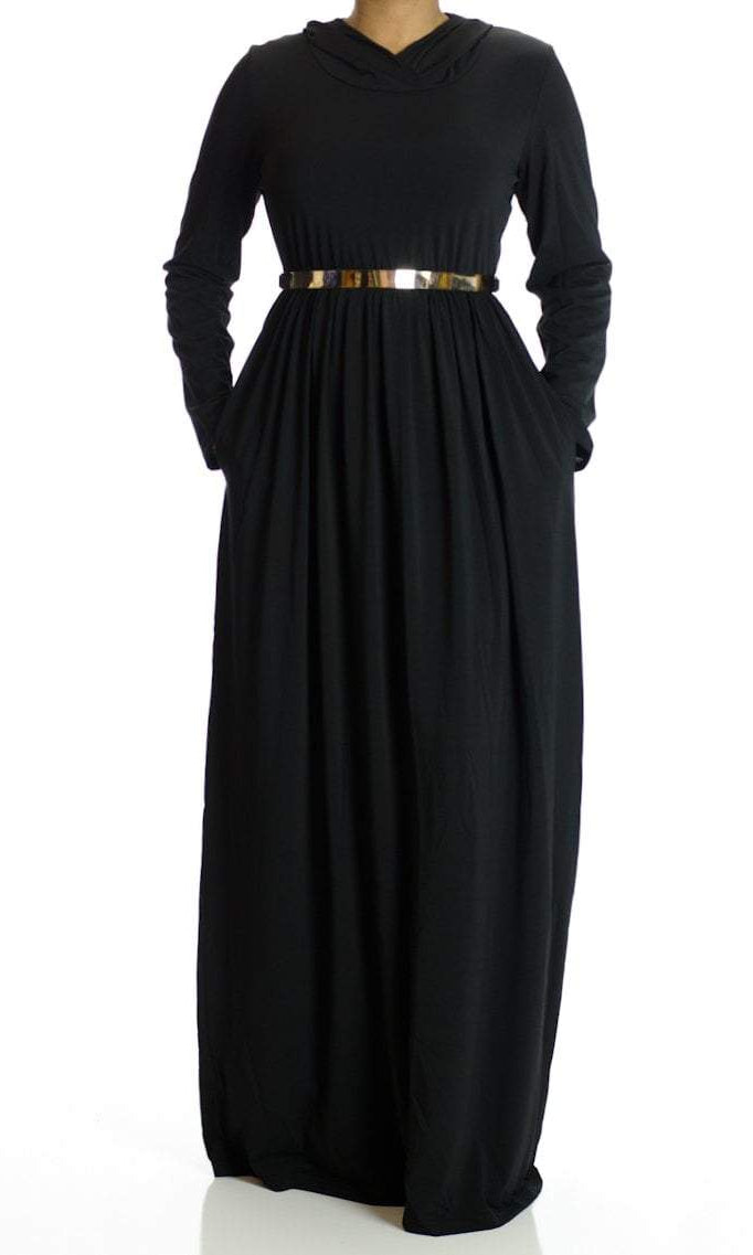 Black Urban Hooded Maxi Dress Kabayare