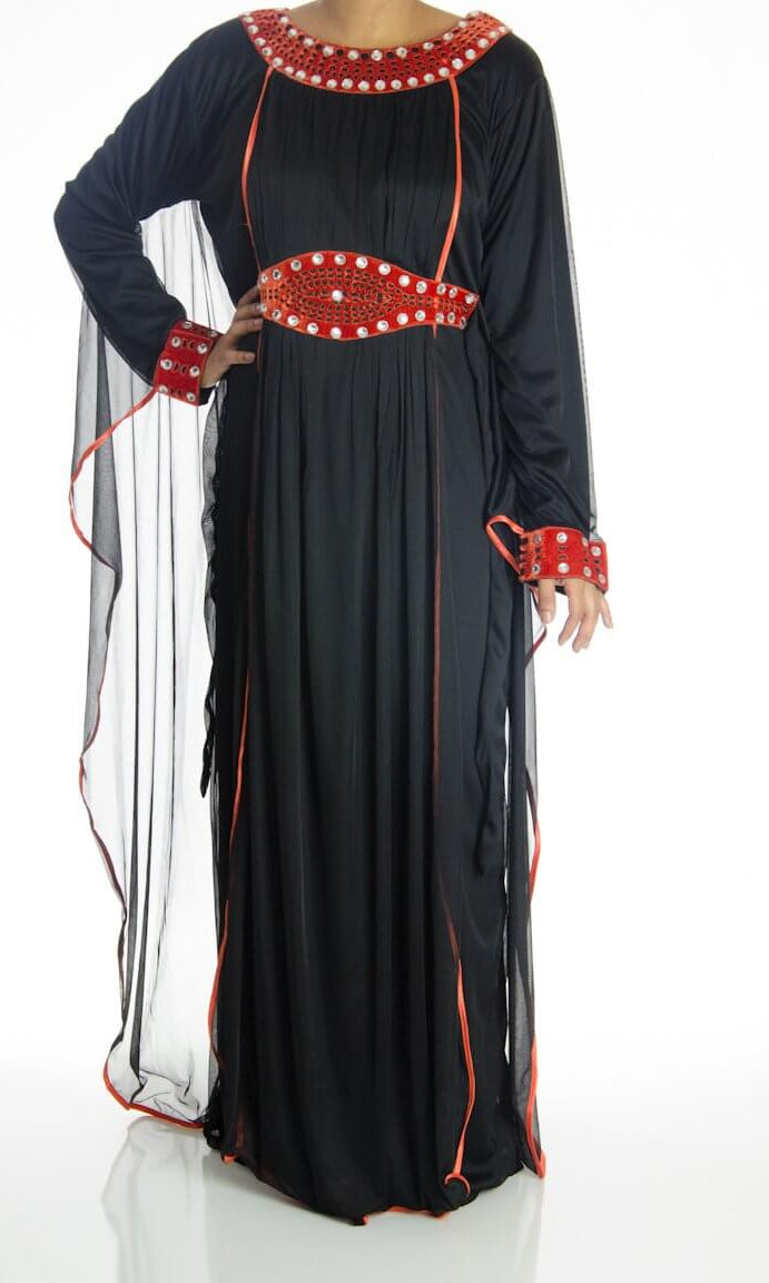 Black Velvet Champion Kaftan Dress Kabayare