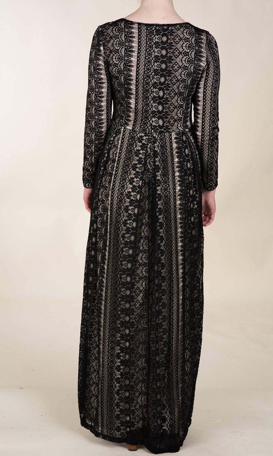 Black Vertical Eyelash Pattern Lace Dress Kabayare