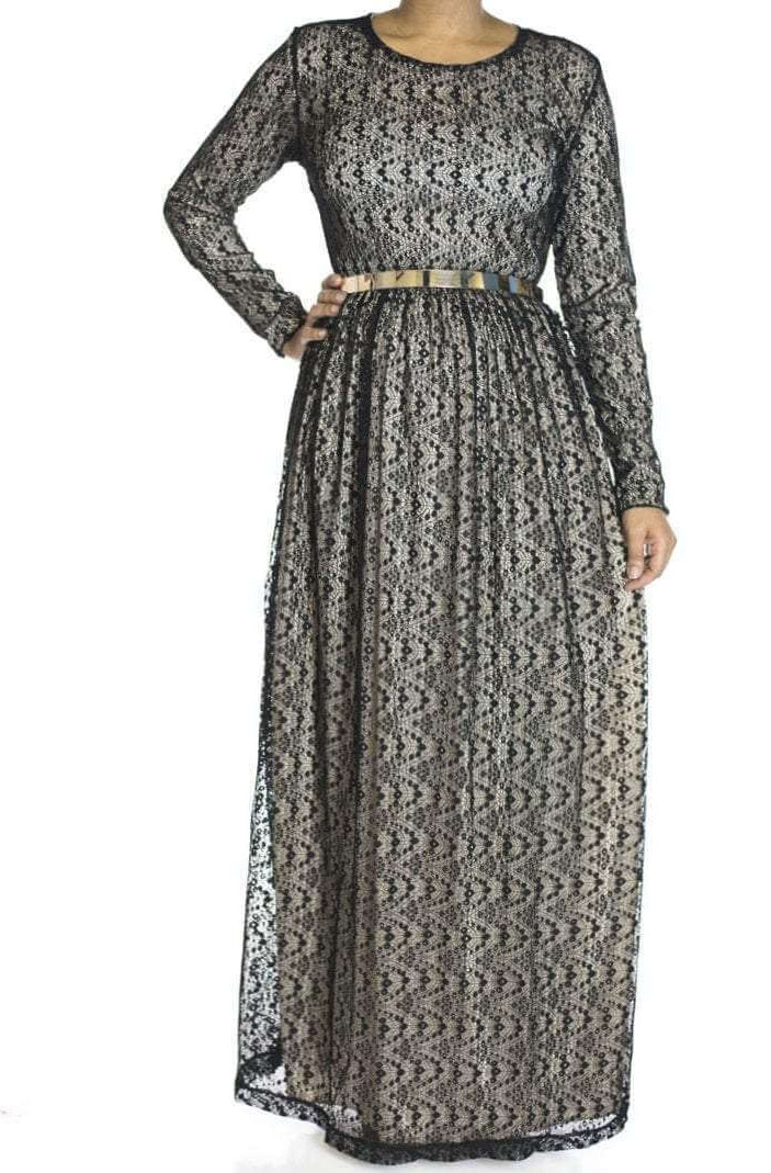 Black wave pattern dress Kabayare
