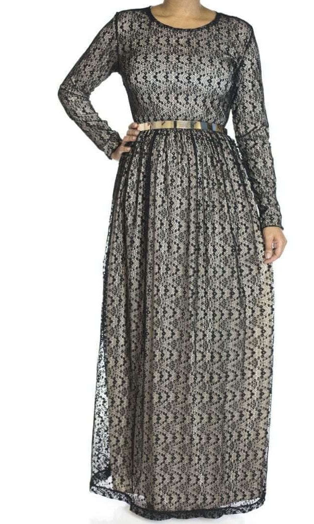 Black wave pattern dress Kabayare
