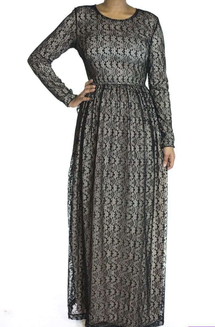 Black wave pattern dress Kabayare