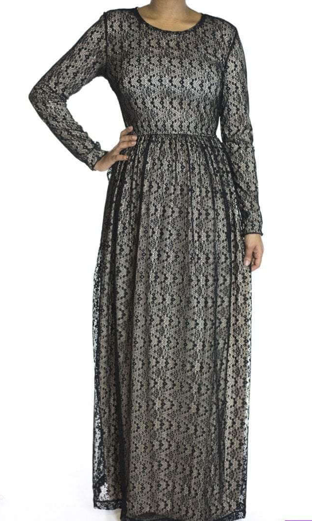 Black wave pattern dress Kabayare