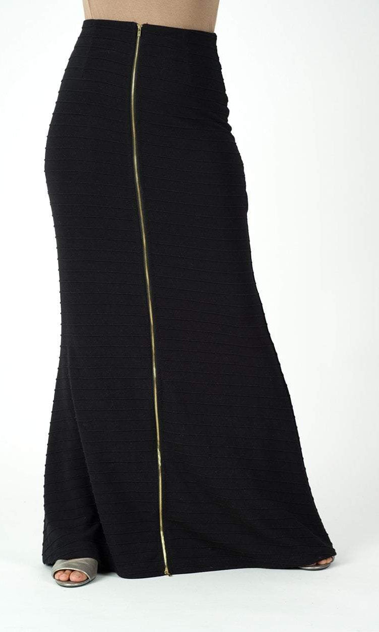 Black Zipper Pencil Skirt Kabayare
