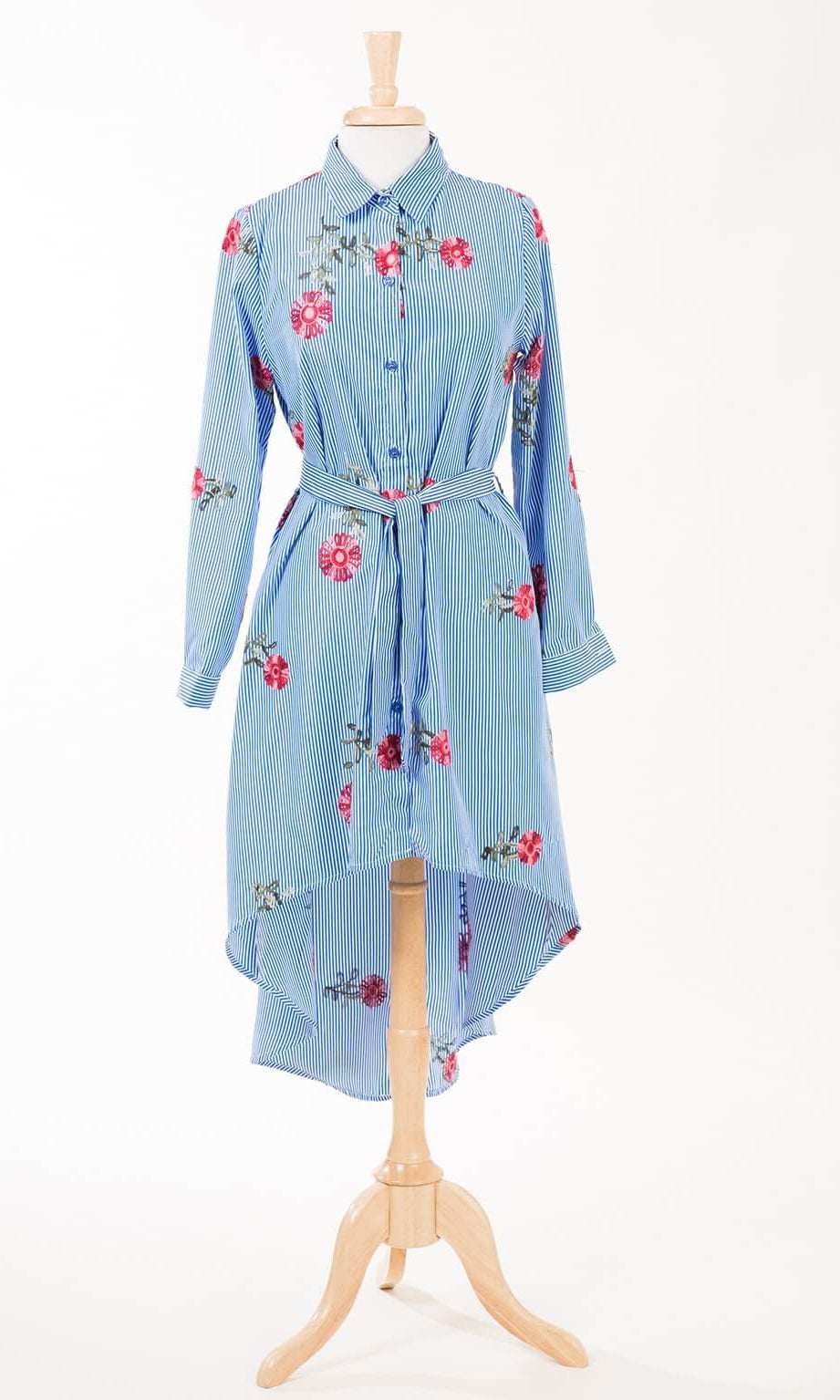 Blue and floral Button Down Top Kabayare