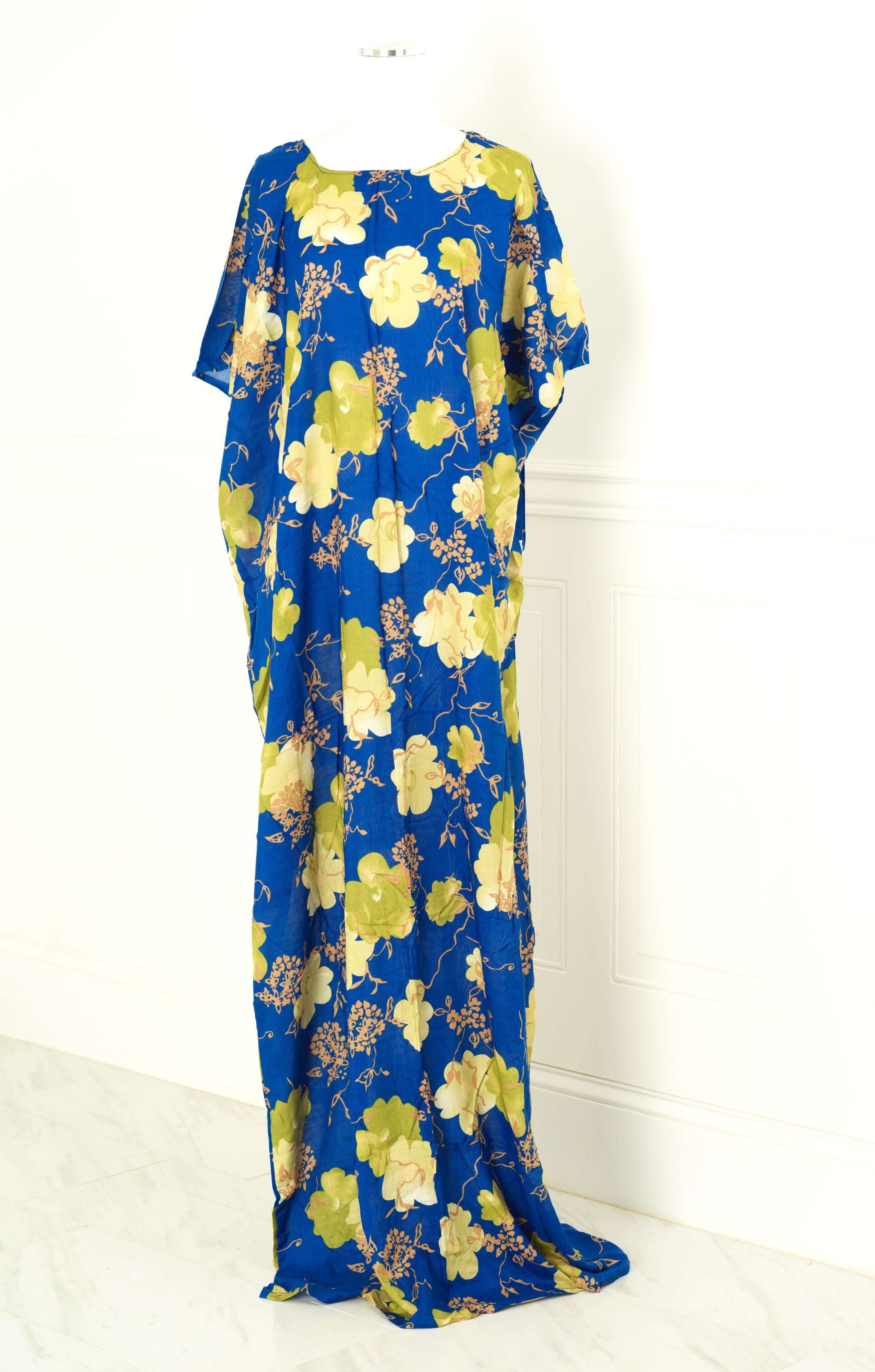 Blue art floral bati dress Kabayare