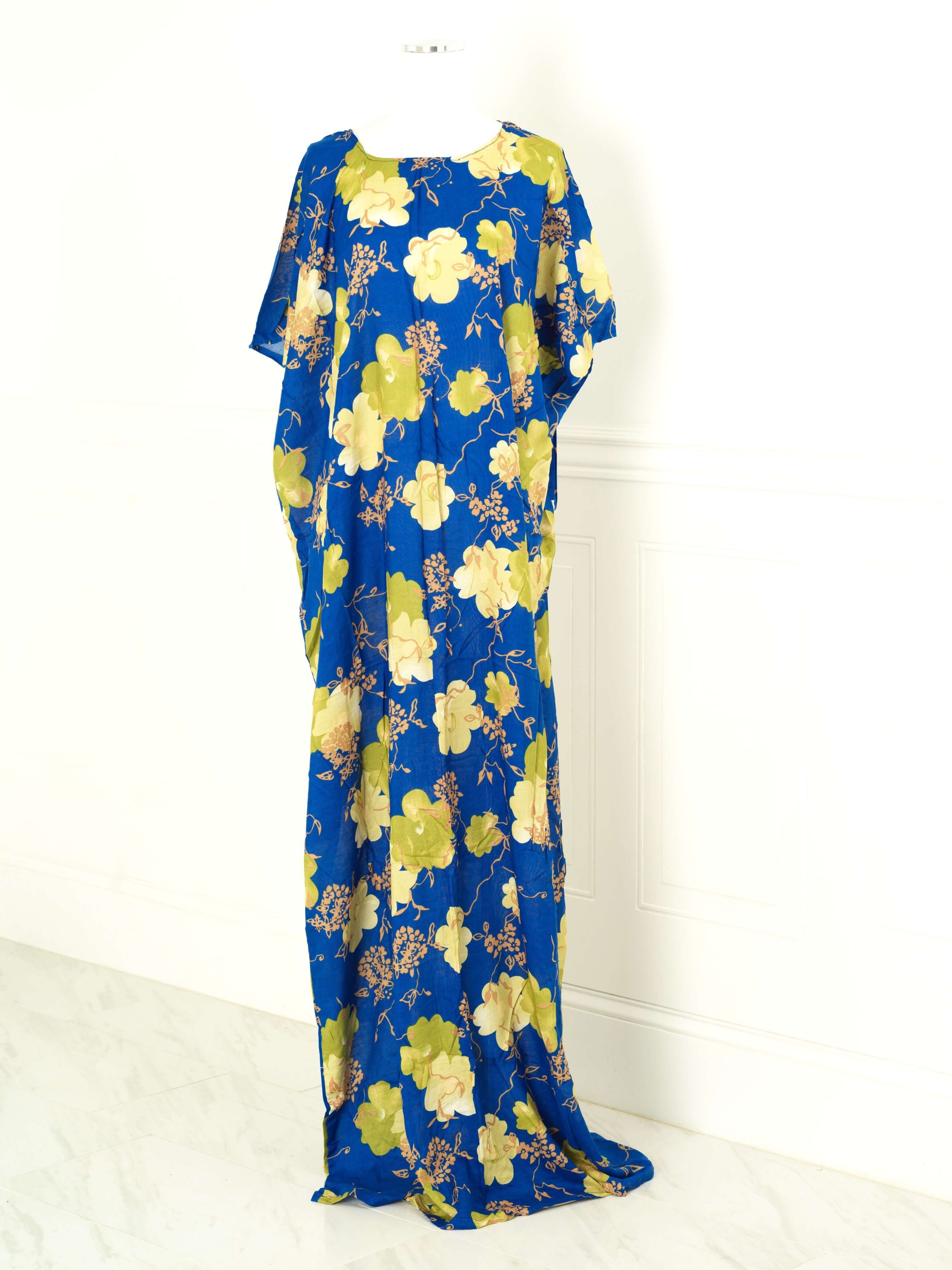 Blue art floral bati dress Kabayare