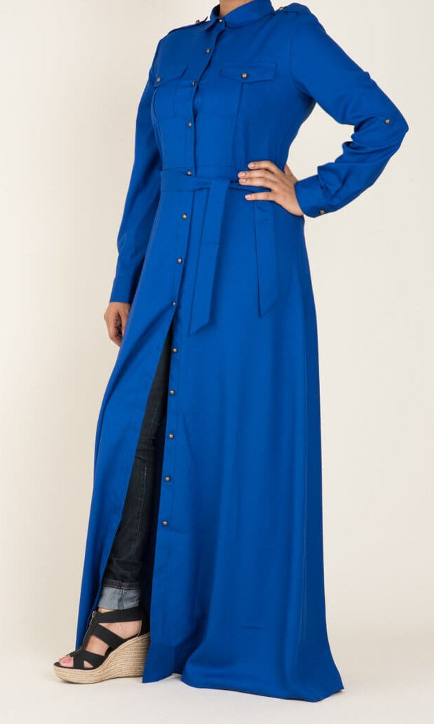 Blue Buttons Shirt-Dress Kabayare