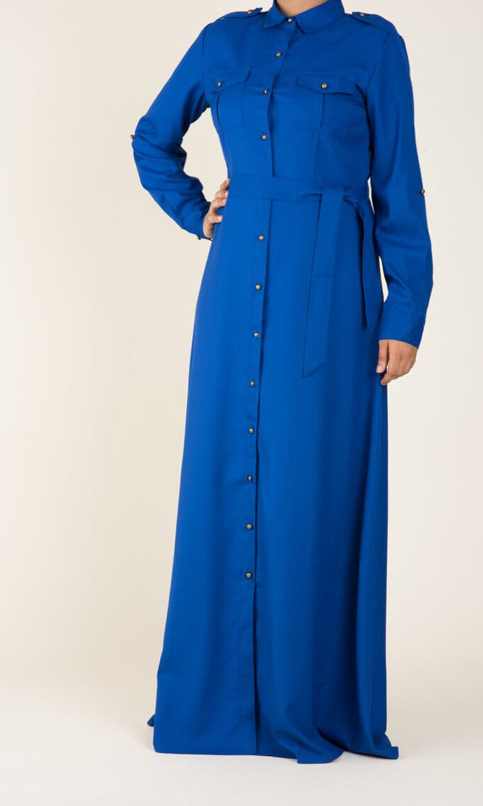 Blue Buttons Shirt-Dress Kabayare
