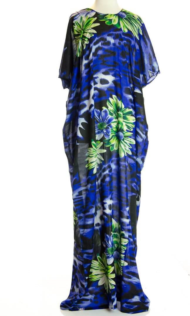 Blue cheetah flower bati dress Kabayare