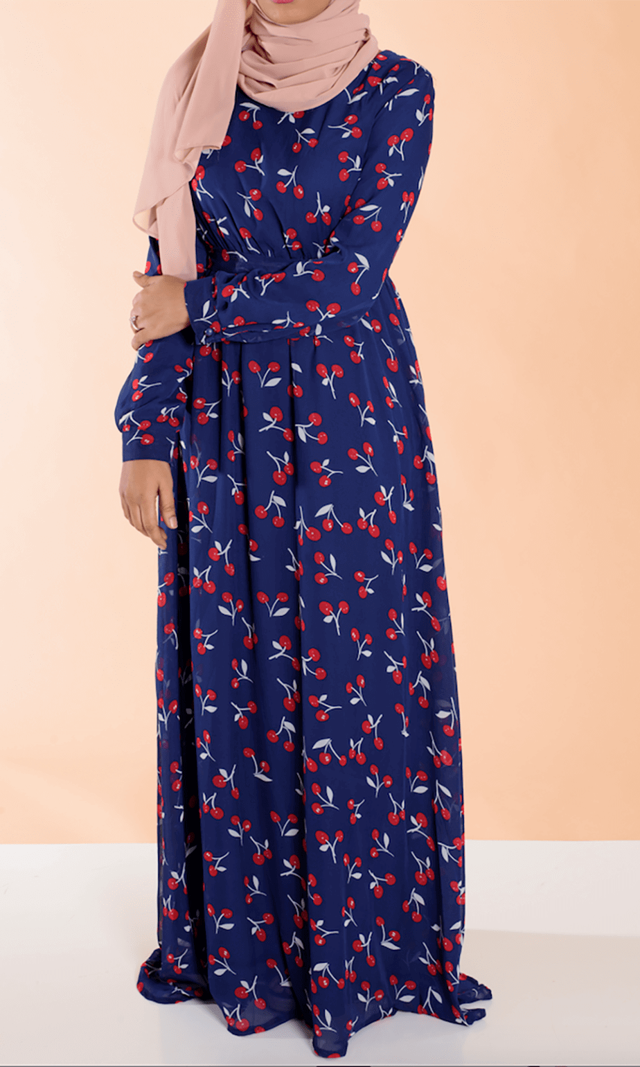 Blue cherries print dress Kabayare