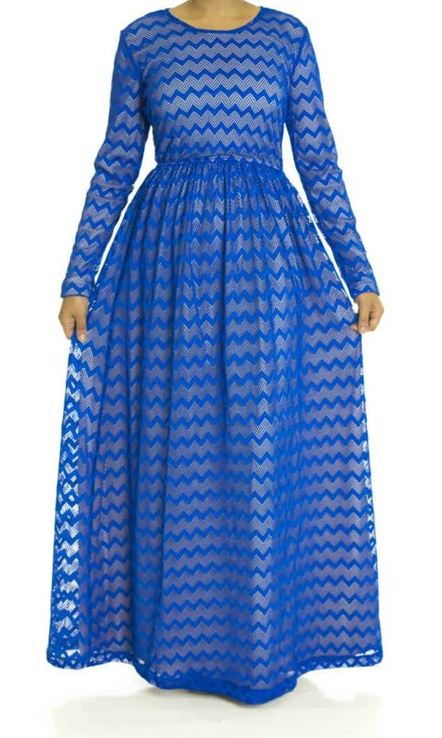 Blue Chevron Lace dress Kabayare