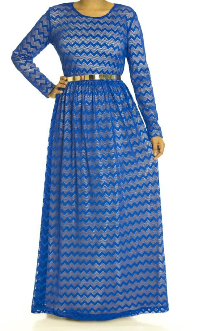 Blue Chevron Lace dress Kabayare