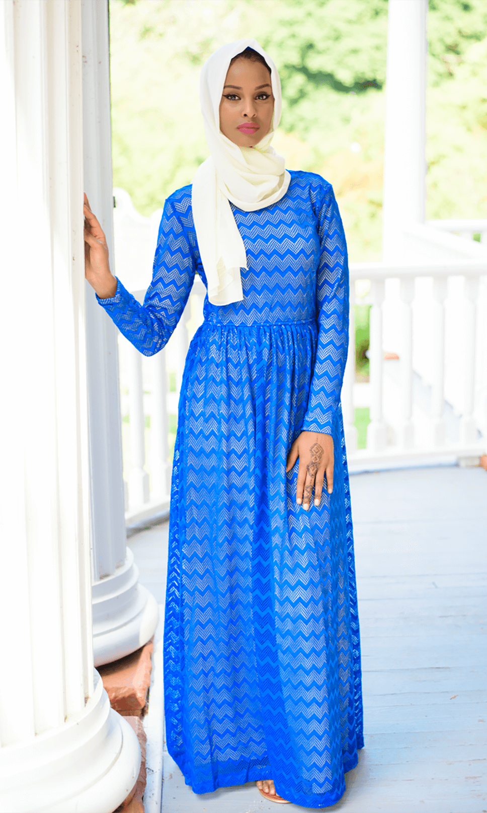 Blue Chevron Lace dress Kabayare