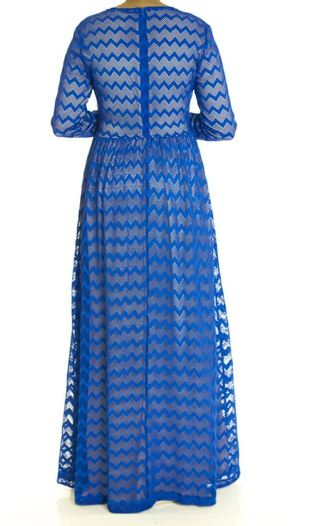 Blue Chevron Lace dress Kabayare