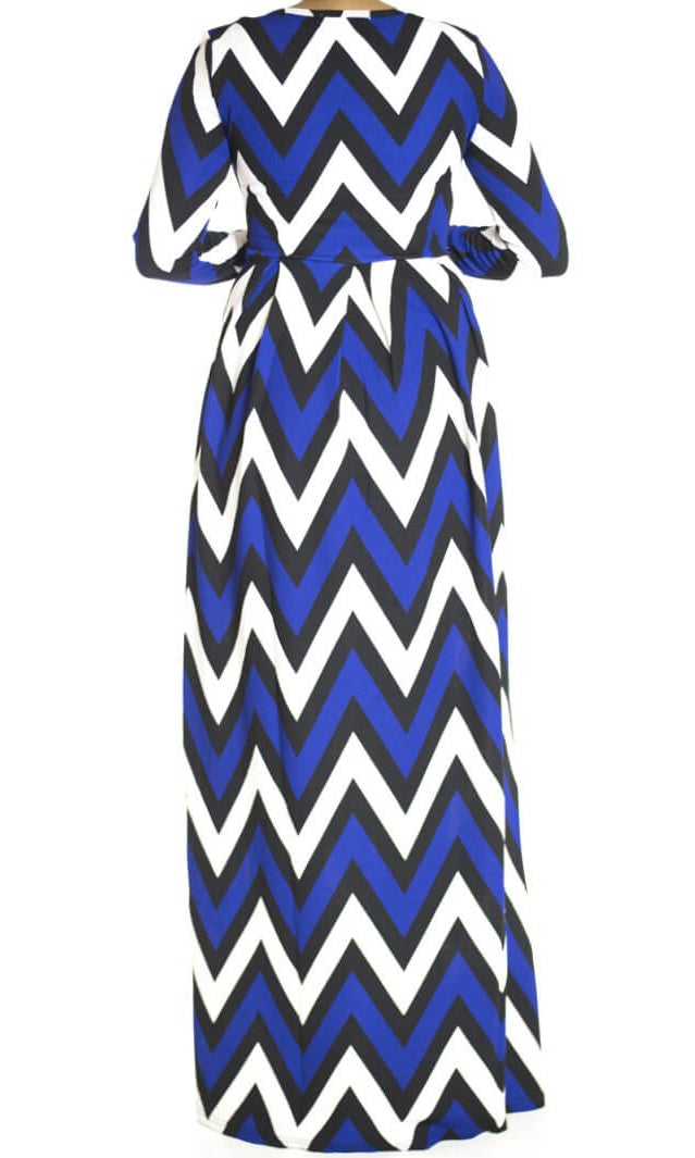 Blue Chevron texture Maxi dress Kabayare