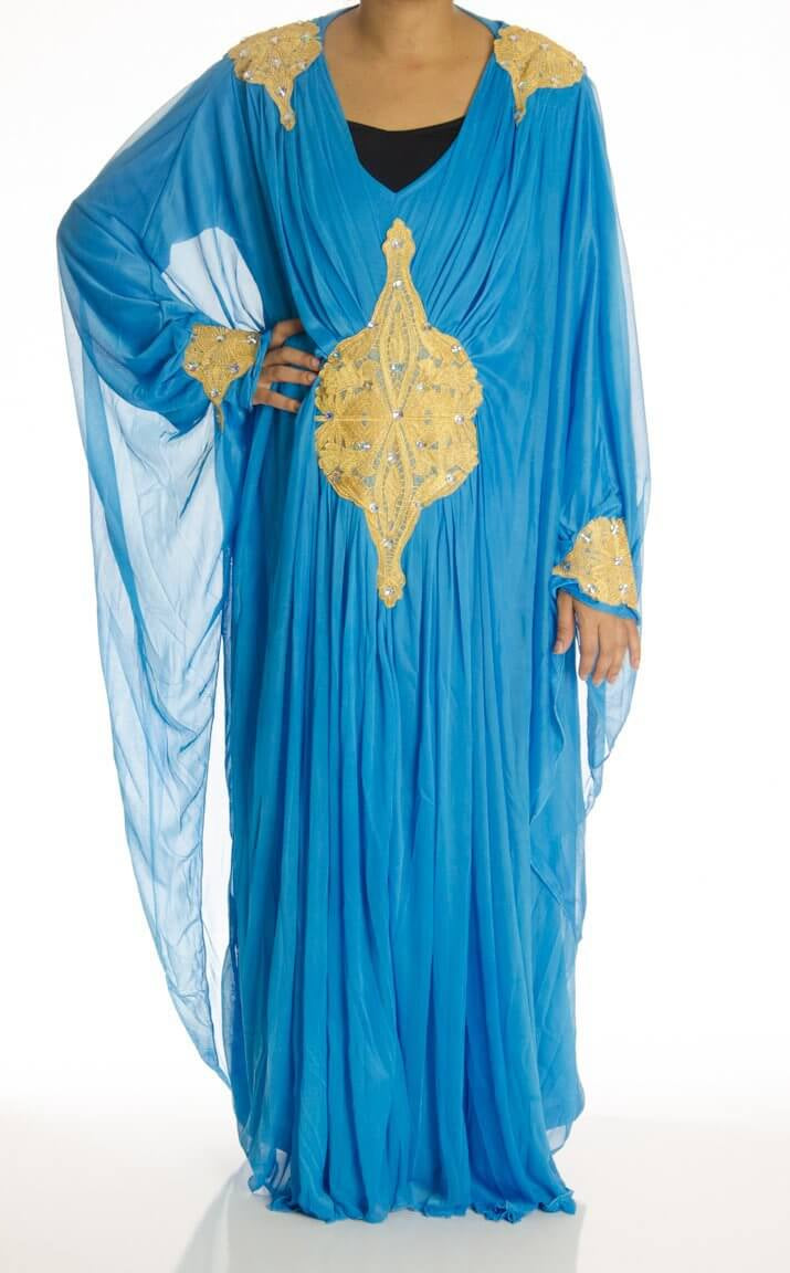 blue embroidered Butterfly Kaftan Kabayare