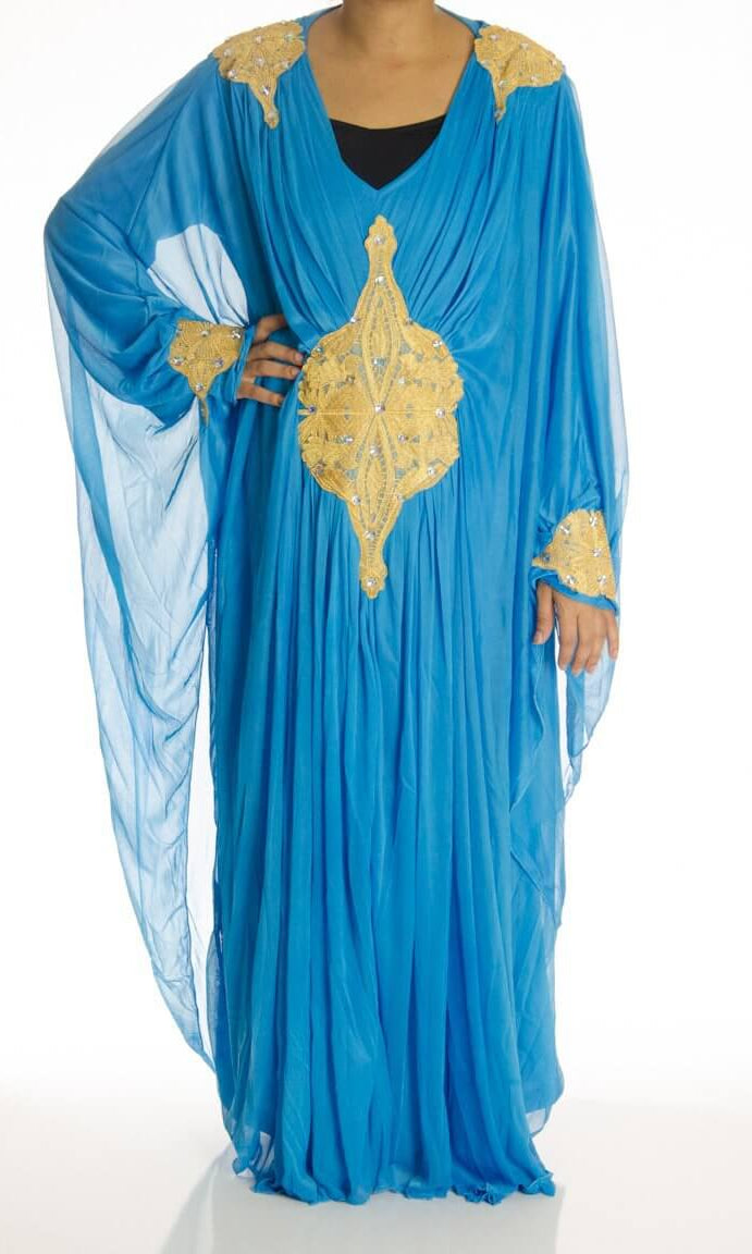 blue embroidered Butterfly Kaftan Kabayare