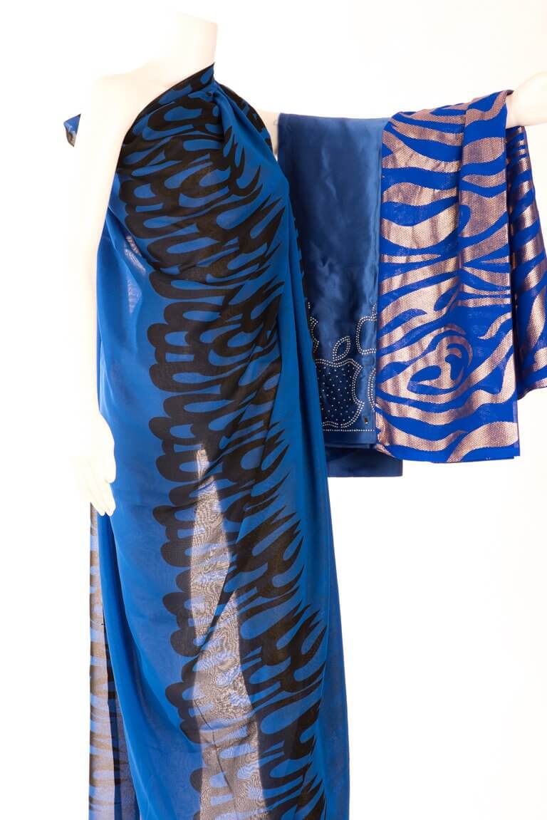 Blue Flames Chiffon Dirac Kabayare