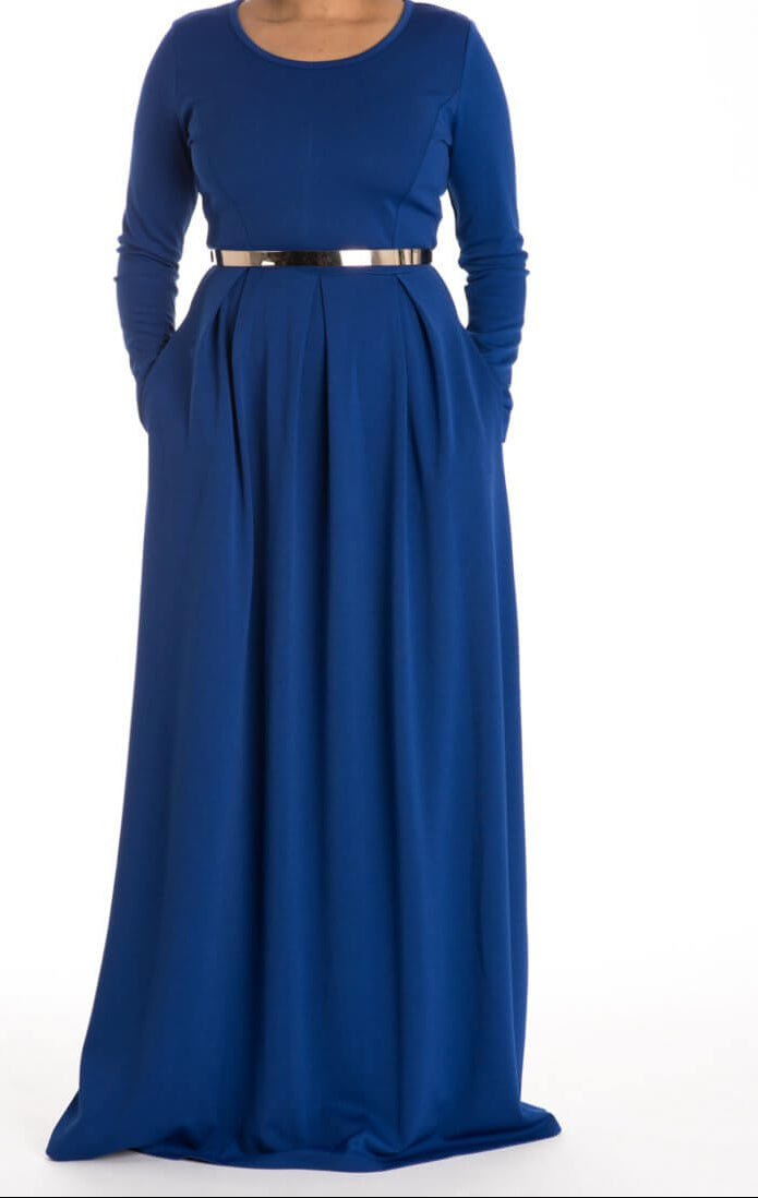 Blue Flare Pleats Dress Kabayare