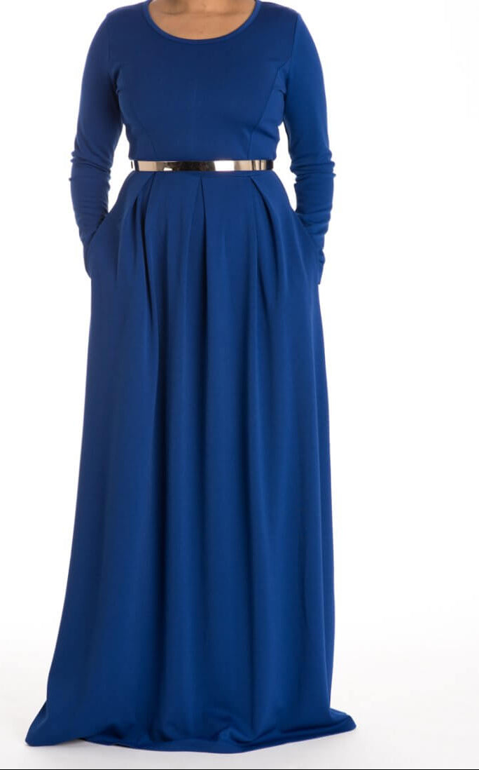 Blue Flare Pleats Dress Kabayare