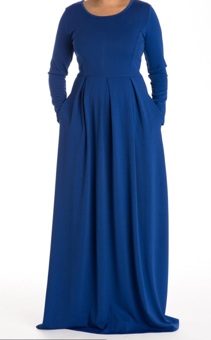 Blue Flare Pleats Dress Kabayare