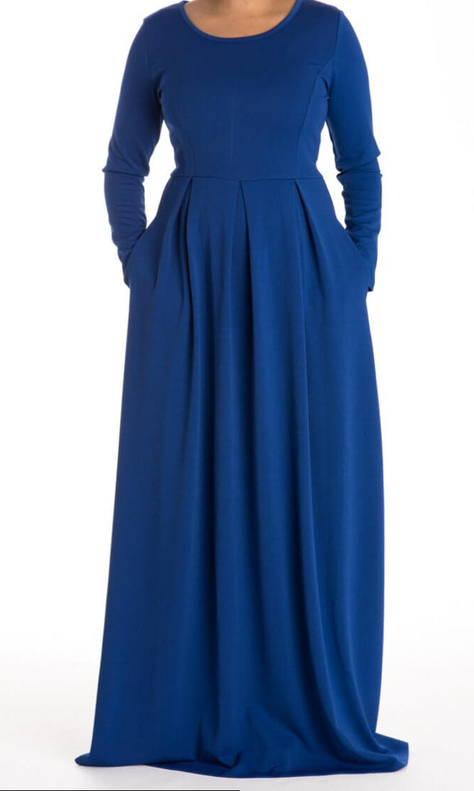 Blue Flare Pleats Dress Kabayare