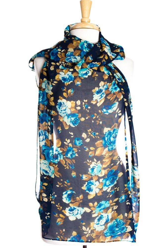 Blue Floral Romance Hijab Kabayare