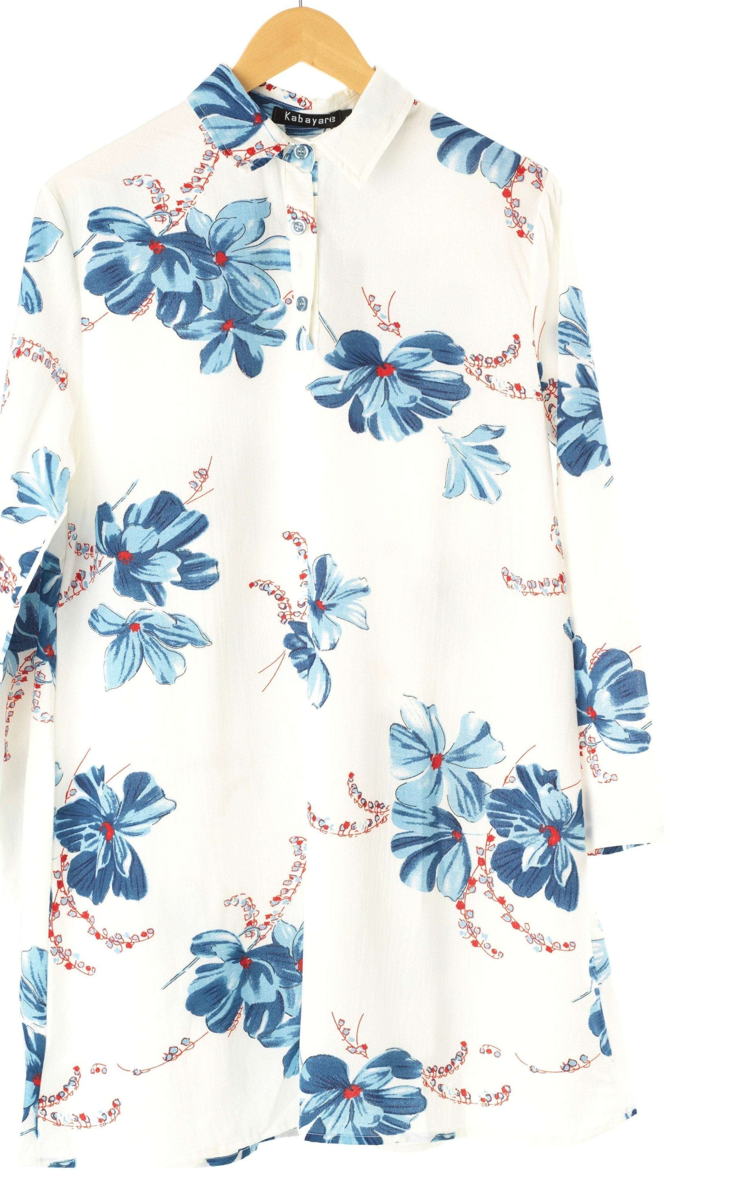 Blue Floral Tunic Modest top Kabayare
